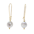 Coin Pearl Dangles,  Gold Filled - MILK VELVET PEARLS