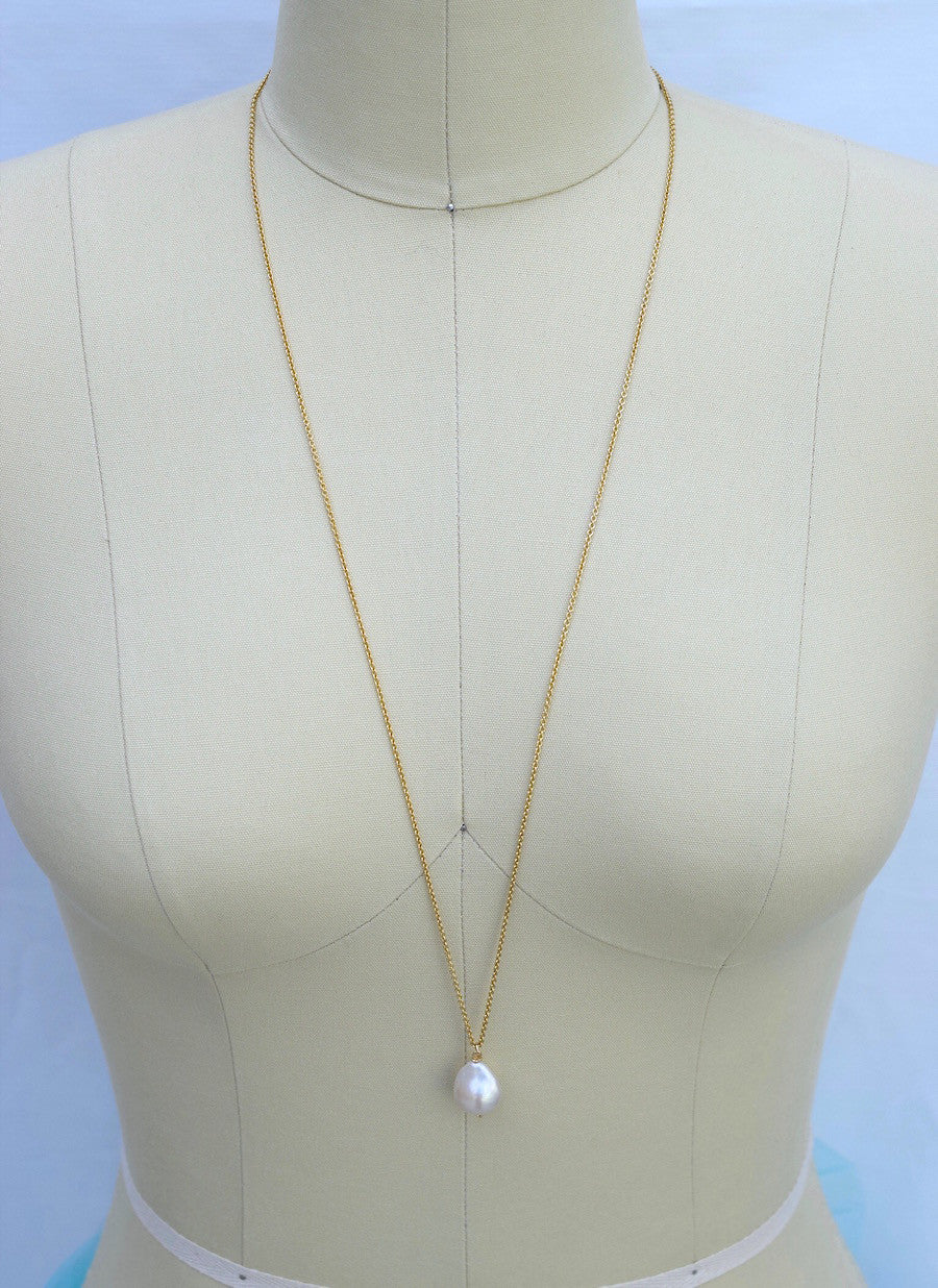 Flameball Pearl Drop Necklace - MILK VELVET PEARLS