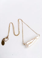 Biwa Stick Freshwater Pearl Necklace in Gold - MILK VELVET PEARLS