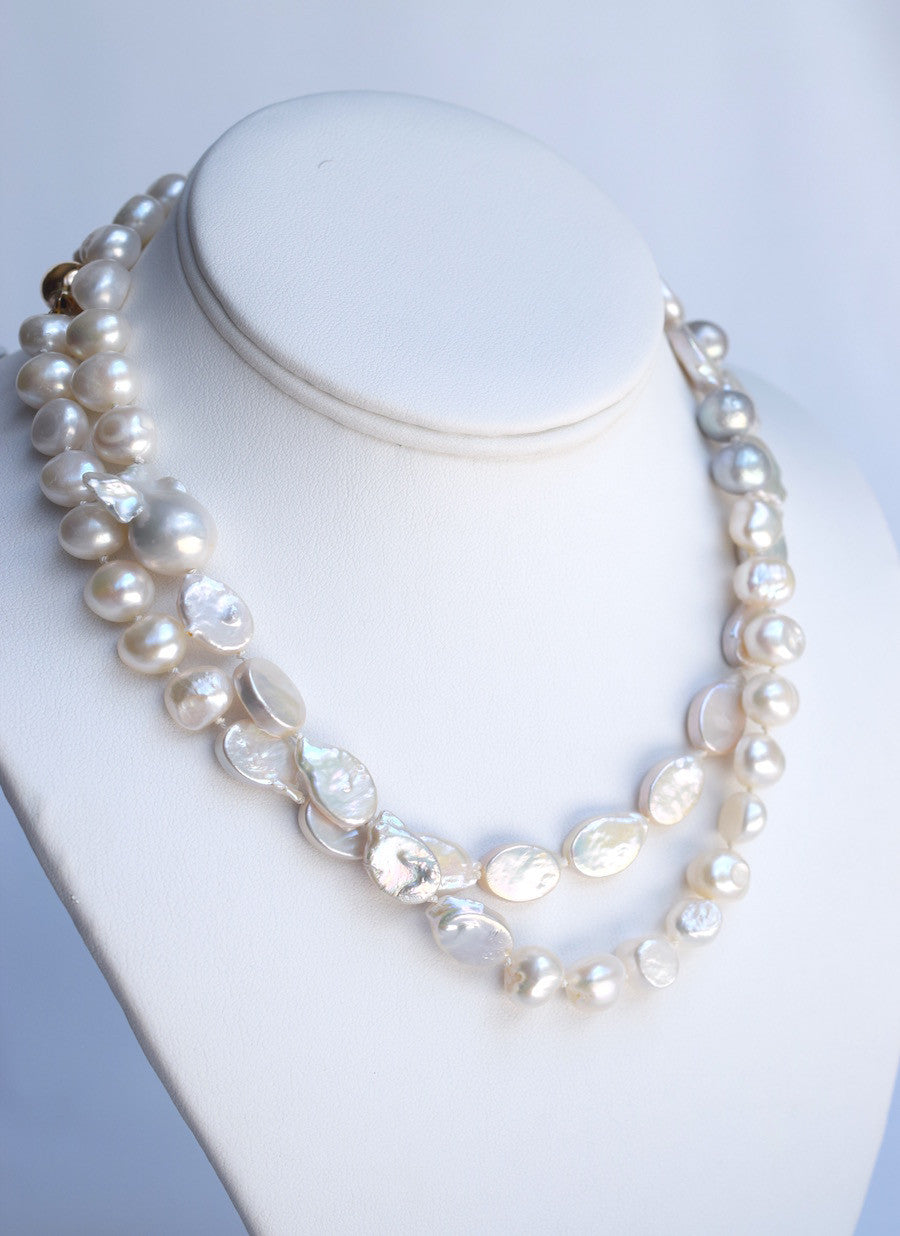 Mixed Baroque Pearl Rope Necklace - MILK VELVET PEARLS