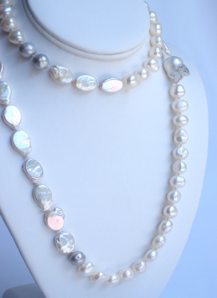Mixed Baroque Pearl Rope Necklace - MILK VELVET PEARLS