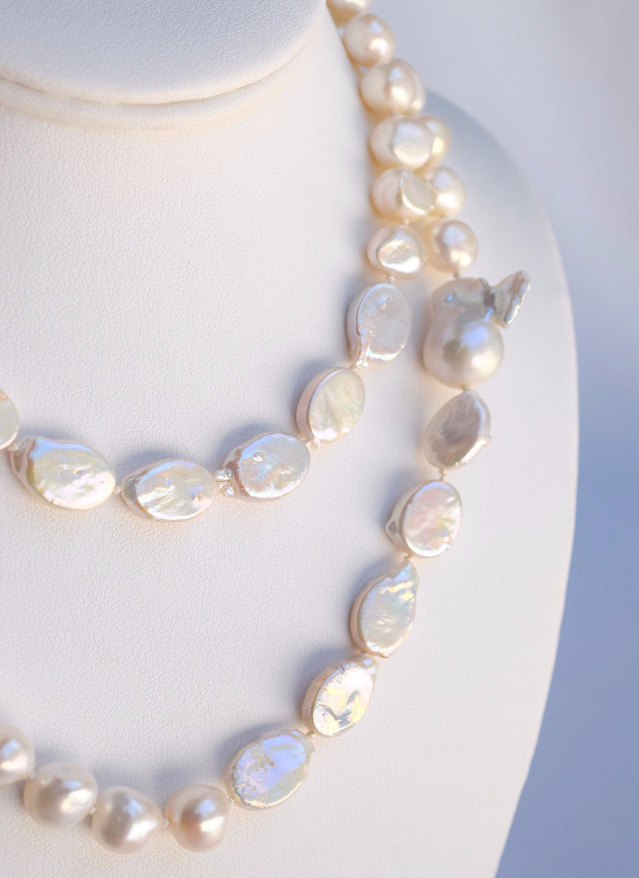 Mixed Baroque Pearl Rope Necklace - MILK VELVET PEARLS
