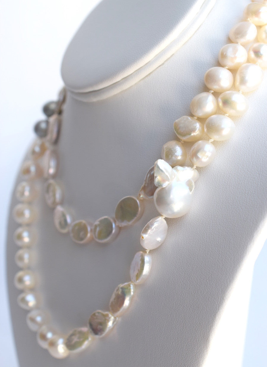 Mixed Baroque Pearl Rope Necklace - MILK VELVET PEARLS