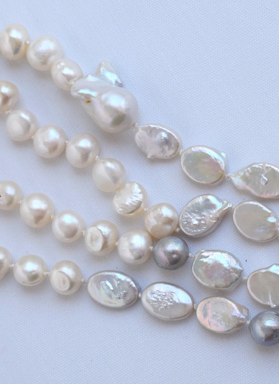 Mixed Baroque Pearl Rope Necklace - MILK VELVET PEARLS