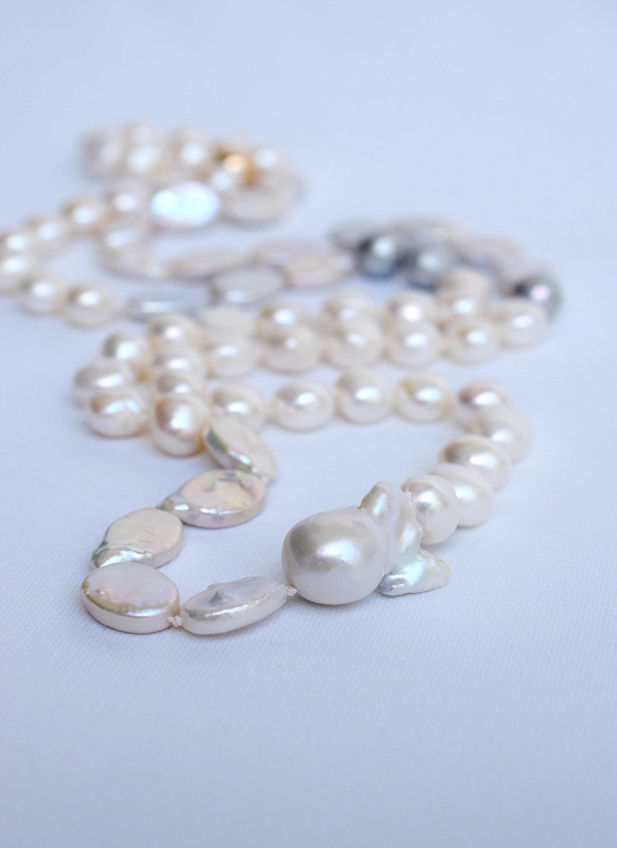 Mixed Baroque Pearl Rope Necklace - MILK VELVET PEARLS
