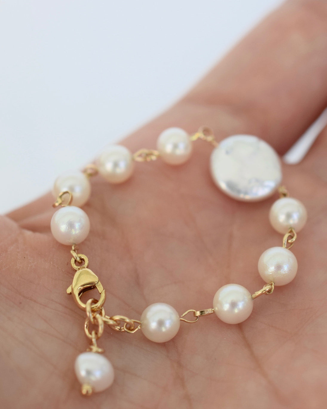 Baby Bracelet, 14k GF with Freshwater Pearls - MILK VELVET PEARLS