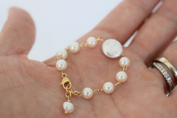 Baby Bracelet, 14k GF with Freshwater Pearls - MILK VELVET PEARLS