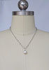 Silver Satin Rosary Necklace, Lg. Baroque Drop Pearl - MILK VELVET PEARLS