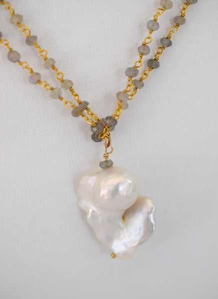 Limited Edition Flameball Wrap Necklace - MILK VELVET PEARLS