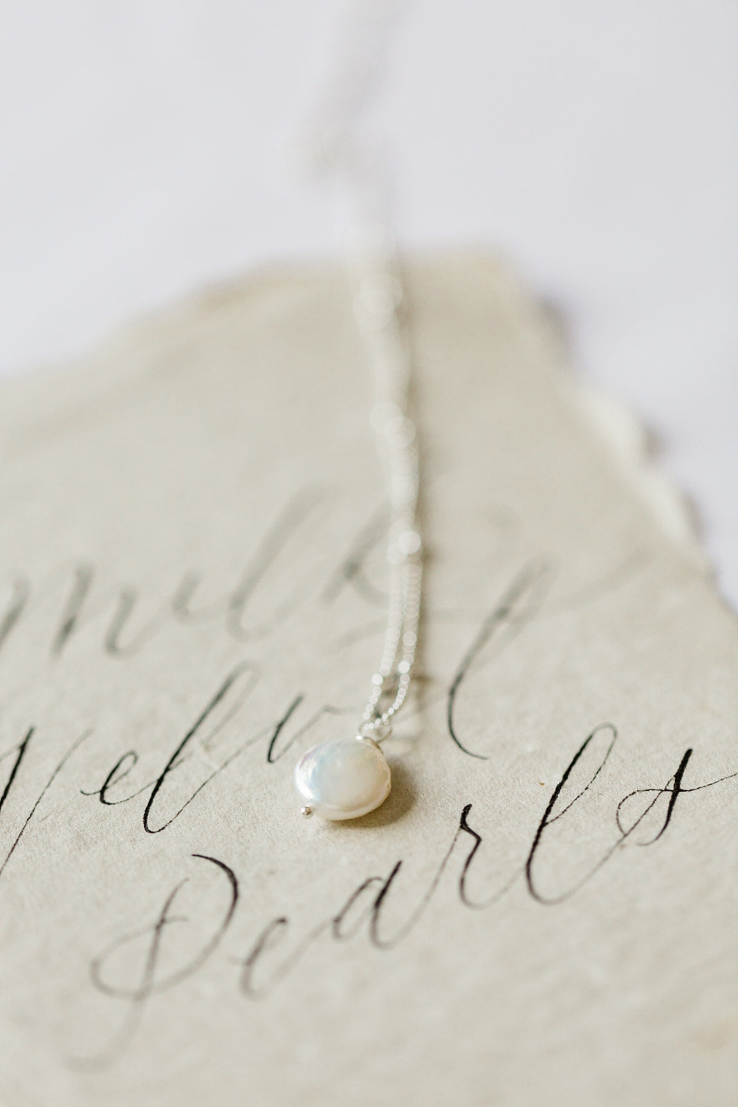 Dainty Coin Pearl Necklace, Sterling Silver - MILK VELVET PEARLS