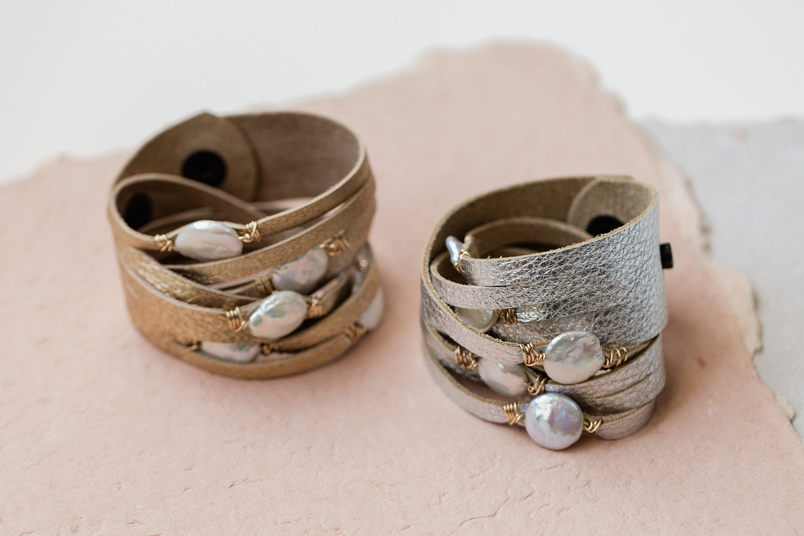 HALLELUJAH Leather Wrap Bracelet, Silver - MILK VELVET PEARLS