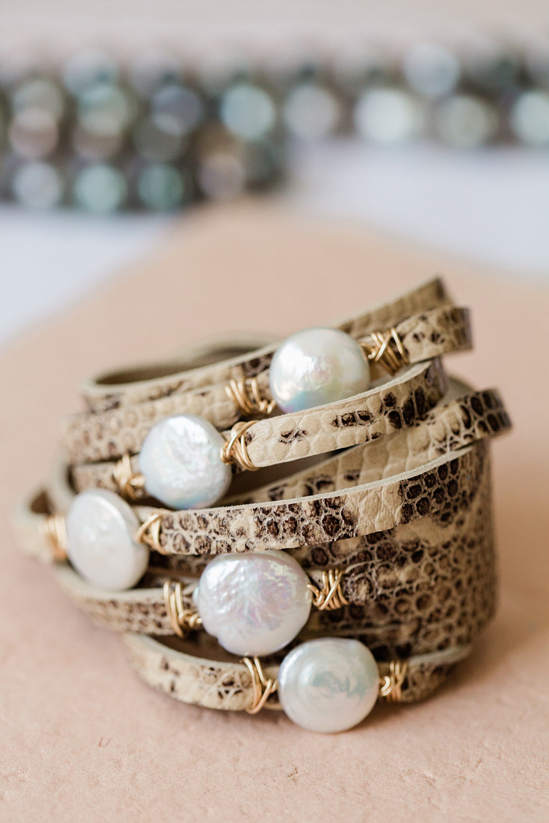 Exotic Snakeskin HALLELUJAH Bracelet, Limited Edition - MILK VELVET PEARLS