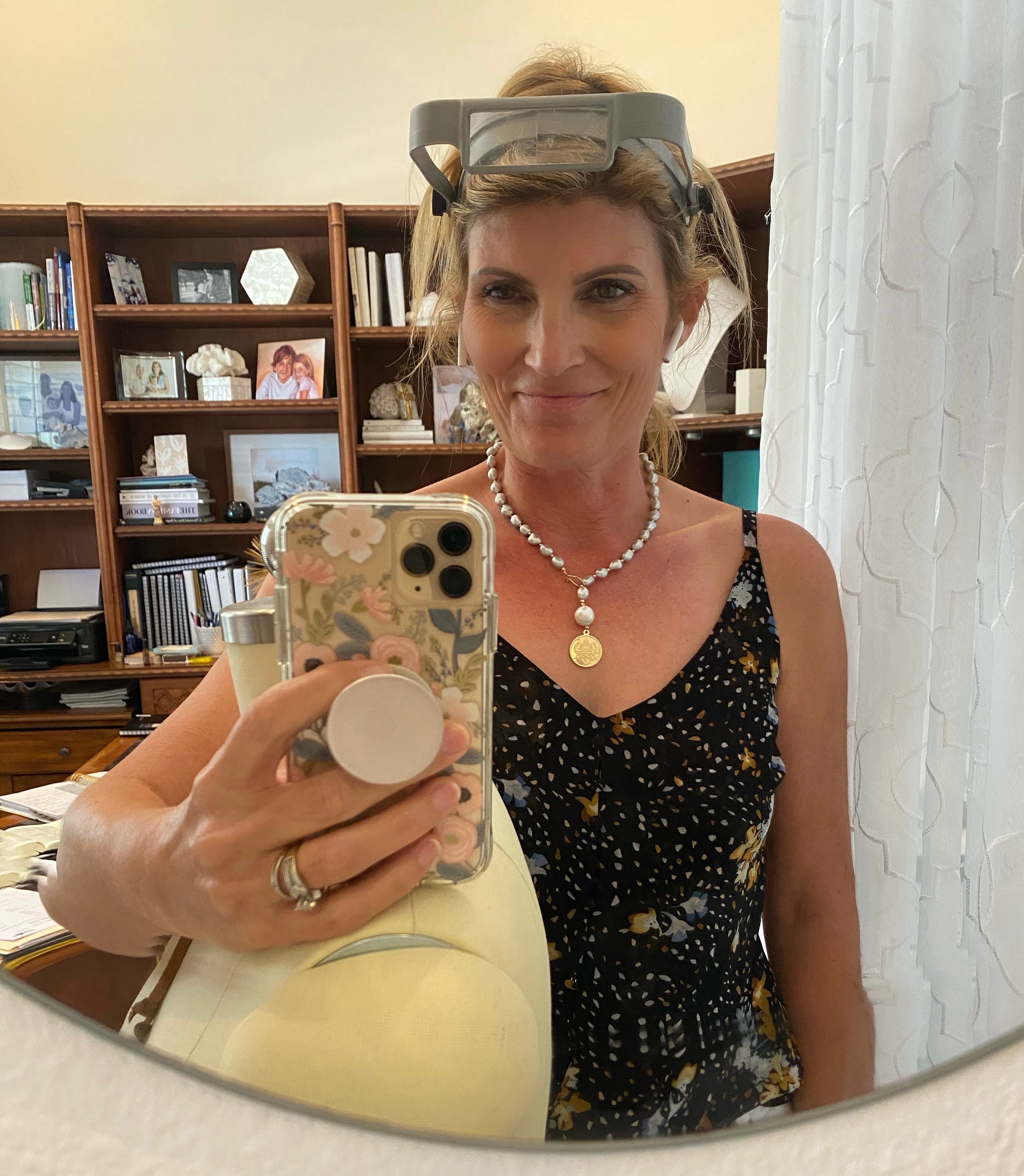 By Grace Necklace - Gray Baroque Pearl Lariat with Gold Coin Pendant - MILK VELVET PEARLS