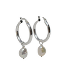 Baroque Pearl Silver  Hoop Earrings (detachable pearls) - MILK VELVET PEARLS