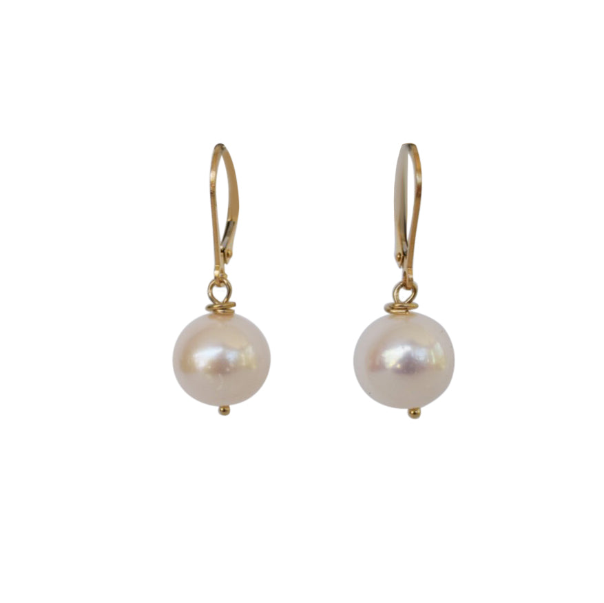 Classic Pearl Dangles on 14k GF Leverbacks - MILK VELVET PEARLS