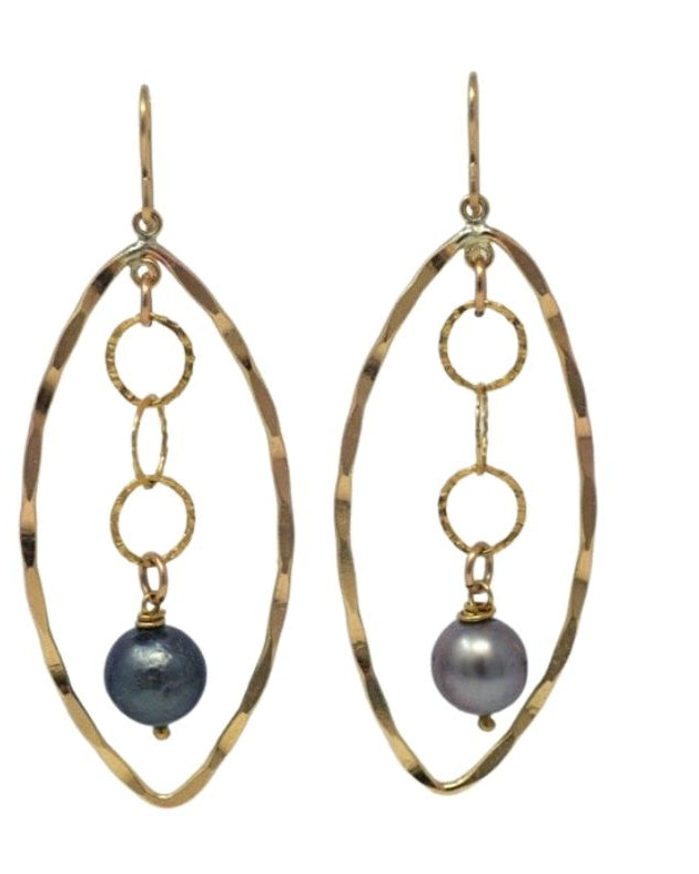ARISE  - Tahitian Pearl Earrings, Gold Filled - MILK VELVET PEARLS