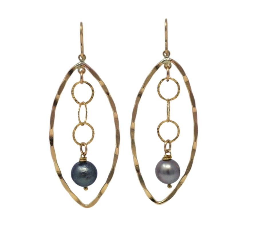 ARISE  - Tahitian Pearl Earrings, Gold Filled - MILK VELVET PEARLS