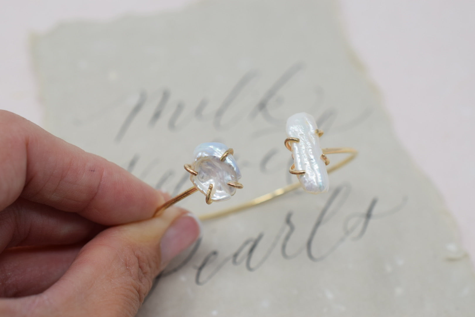 Divine Masculine Feminine Cuff - MILK VELVET PEARLS