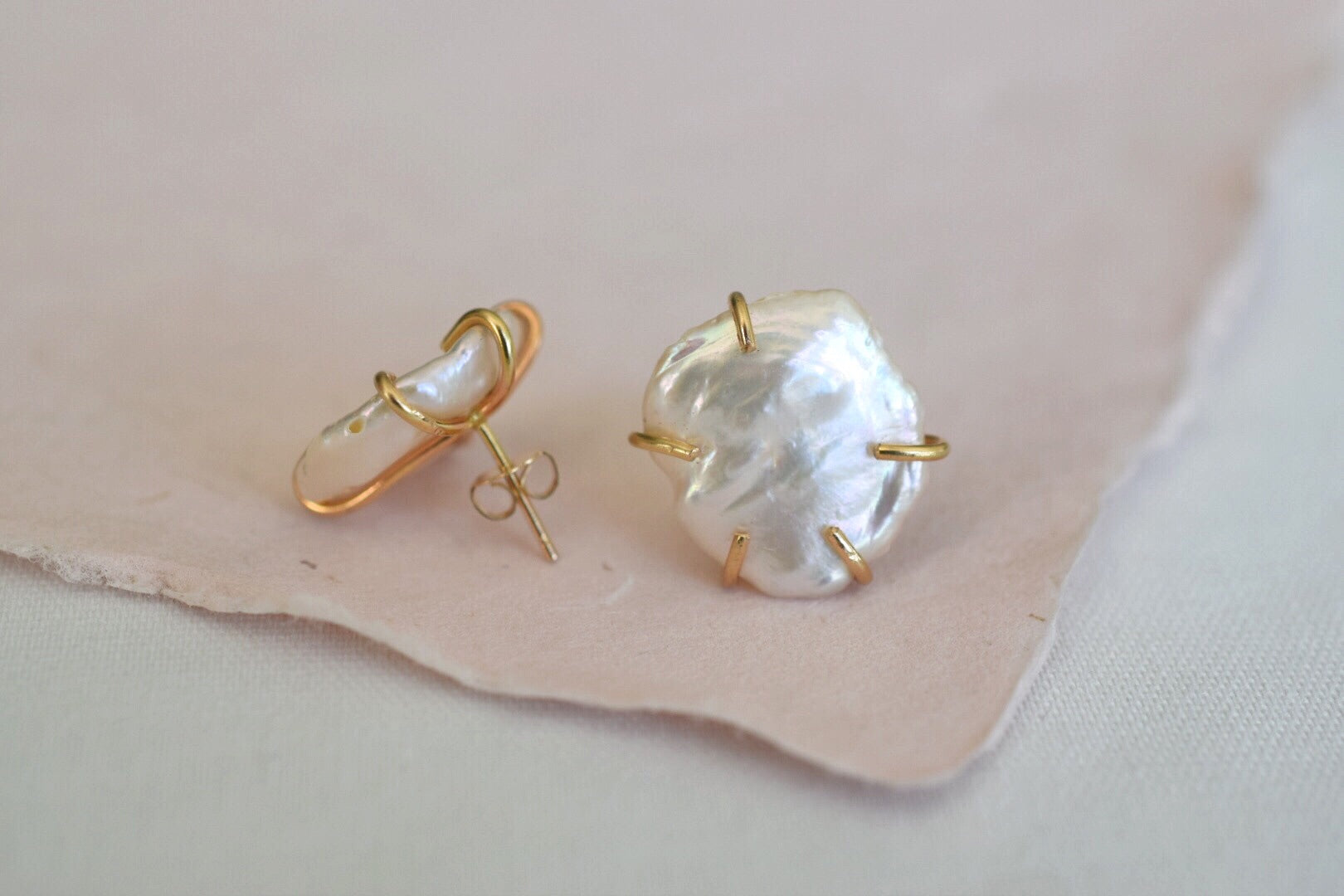 Lilies of the Field Earrings: 14k Gold Filled - MILK VELVET PEARLS