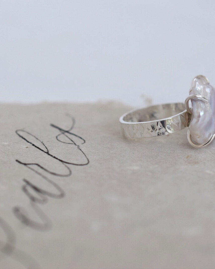 Lilies of the Field Ring:Sterling Silver - MILK VELVET PEARLS