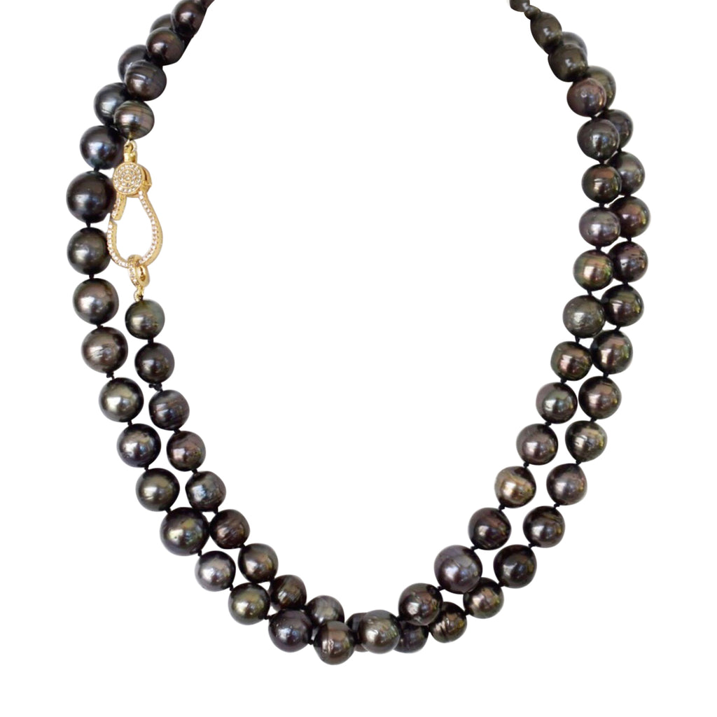 Black Tahitian Pearl Necklace, 37" - MILK VELVET PEARLS