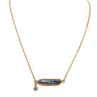 Black Peacock Biwa Stick Pearl Necklace, Gold Filled - MILK VELVET PEARLS