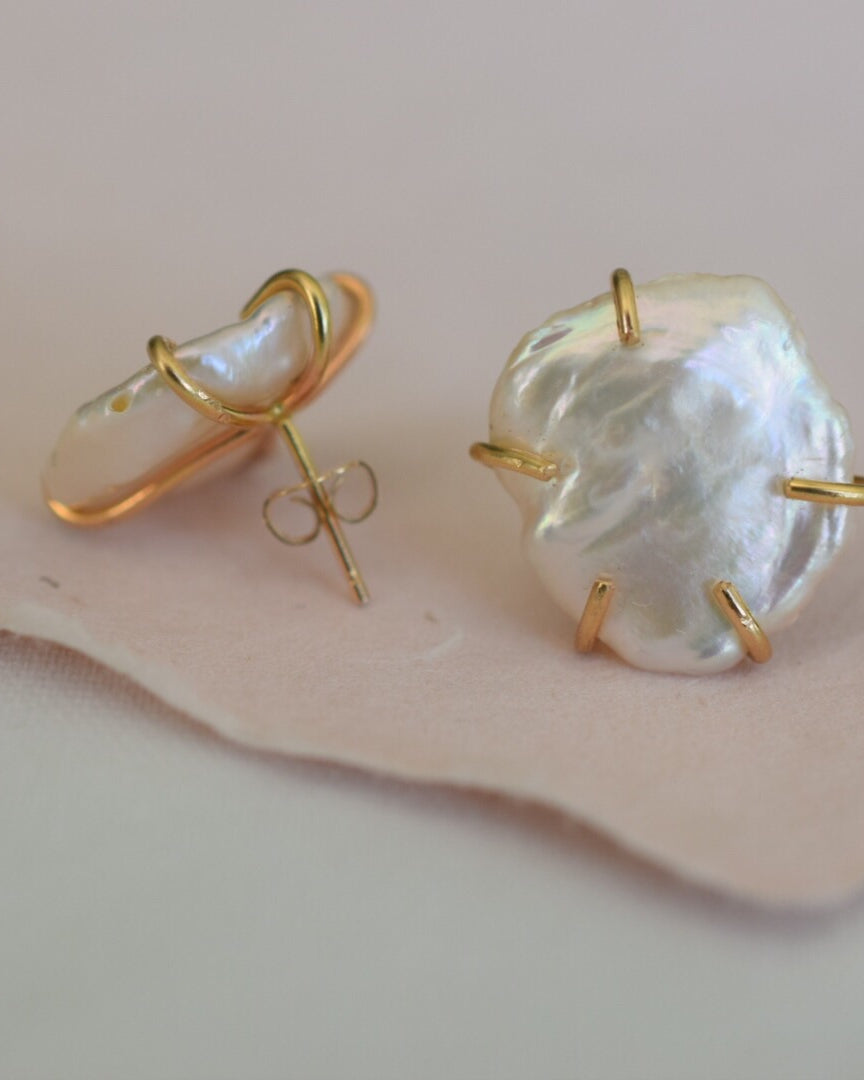Lilies of the Field Earrings: 14k Gold Filled - MILK VELVET PEARLS