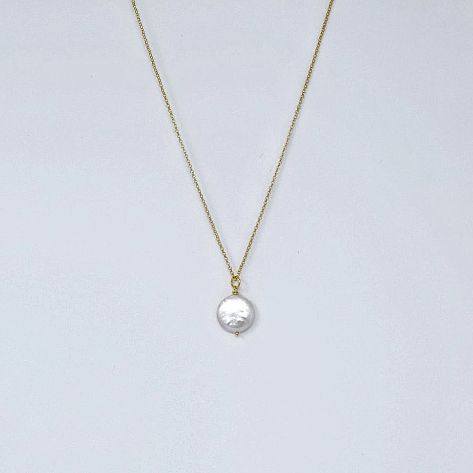 Gold Coin Pearl Necklace - MILK VELVET PEARLS