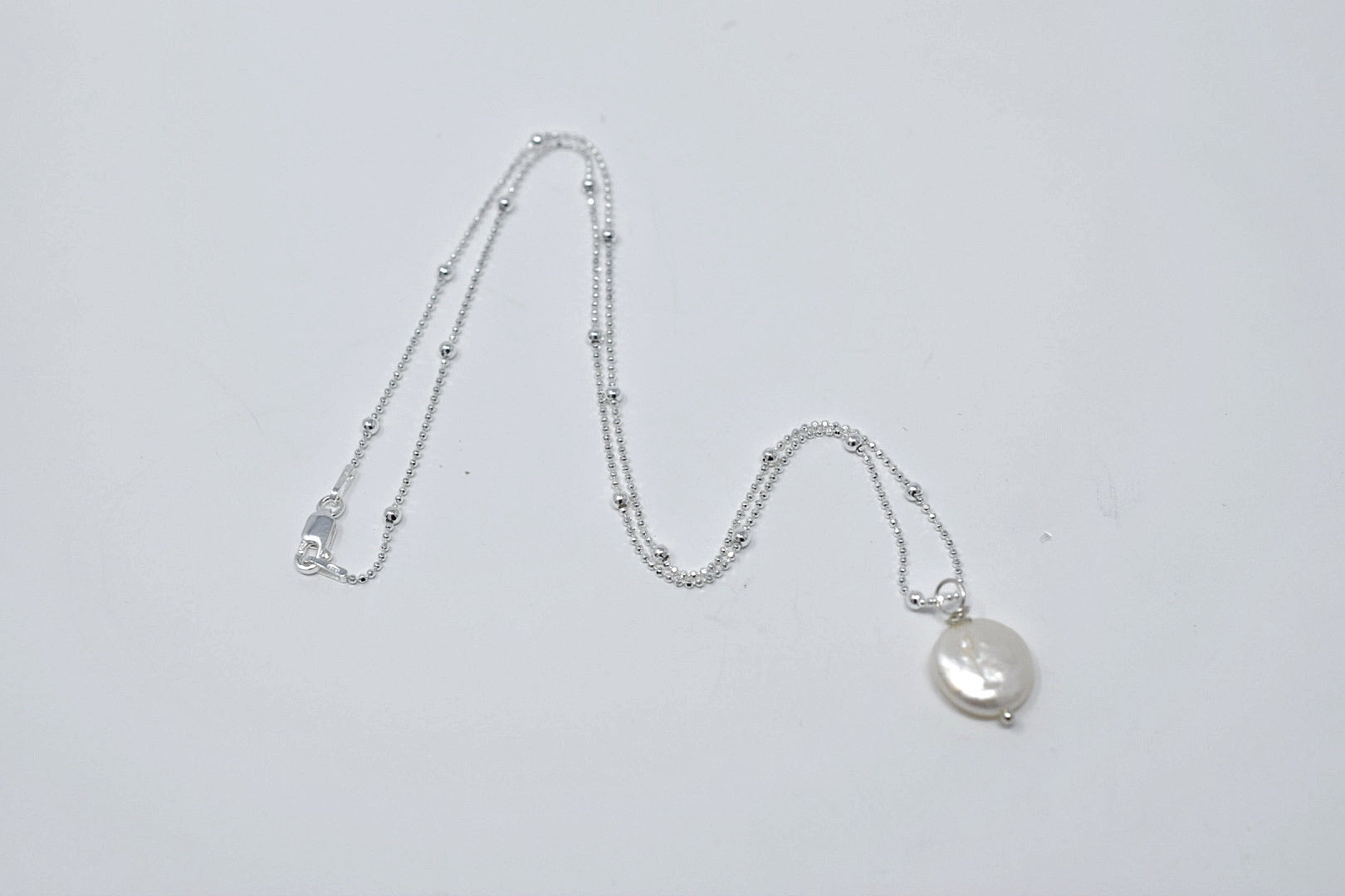 Dainty Coin Pearl Necklace, Sterling Silver - MILK VELVET PEARLS