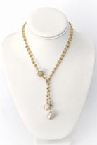 Abundance: Double Golden Baroque Pearl Lariat Necklace - MILK VELVET PEARLS