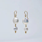 Double Portion: Coin Pearl Drop Earrings, 14k GF - MILK VELVET PEARLS