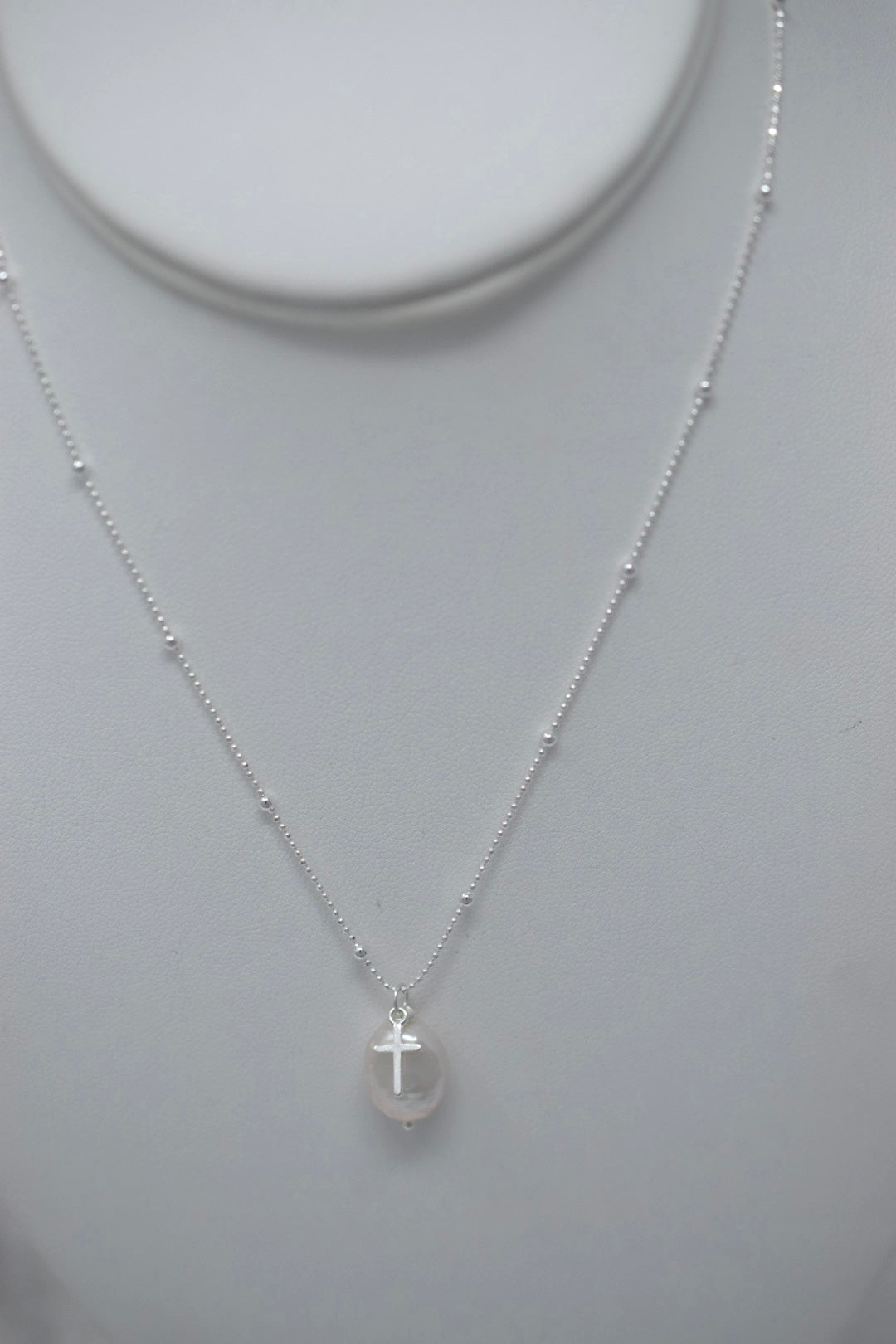 BE FAITHFUL:  oval coin pearl necklace in gold filled or sterling silver - MILK VELVET PEARLS