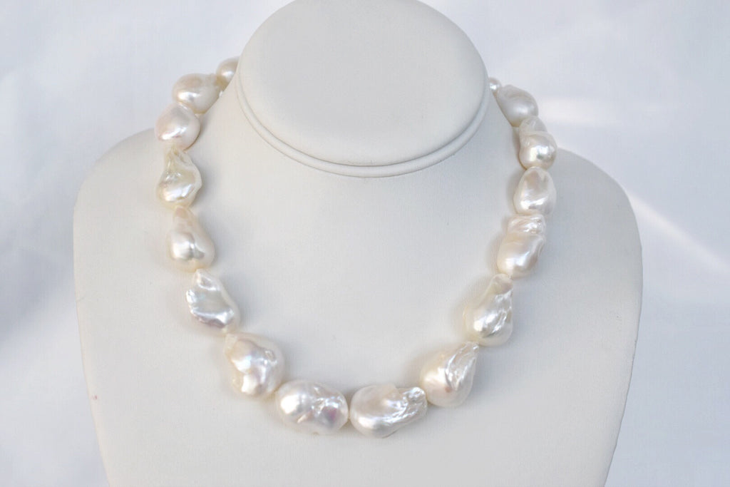 Massive Nucleated Baroque Pearl Necklace - MILK VELVET PEARLS