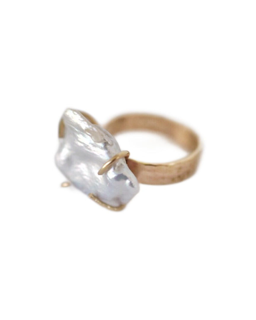 Lilies of the Field Ring: 14k Gold Filled - MILK VELVET PEARLS