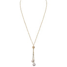 Abundance: Double Golden Baroque Pearl Lariat Necklace - MILK VELVET PEARLS