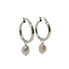 Baroque Pearl Silver  Hoop Earrings (detachable pearls) - MILK VELVET PEARLS