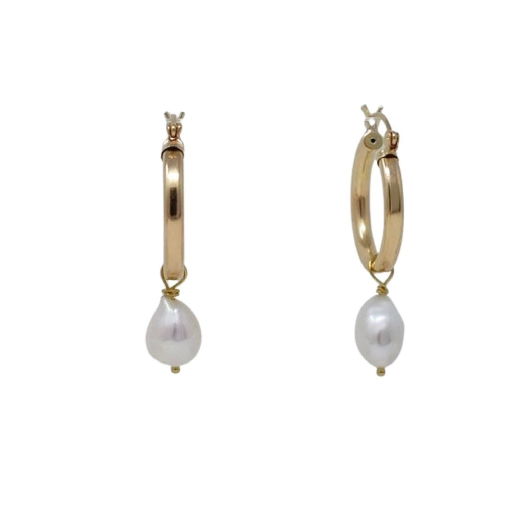 Baroque Pearl Gold Hoop Earrings (detachable pearls) - MILK VELVET PEARLS