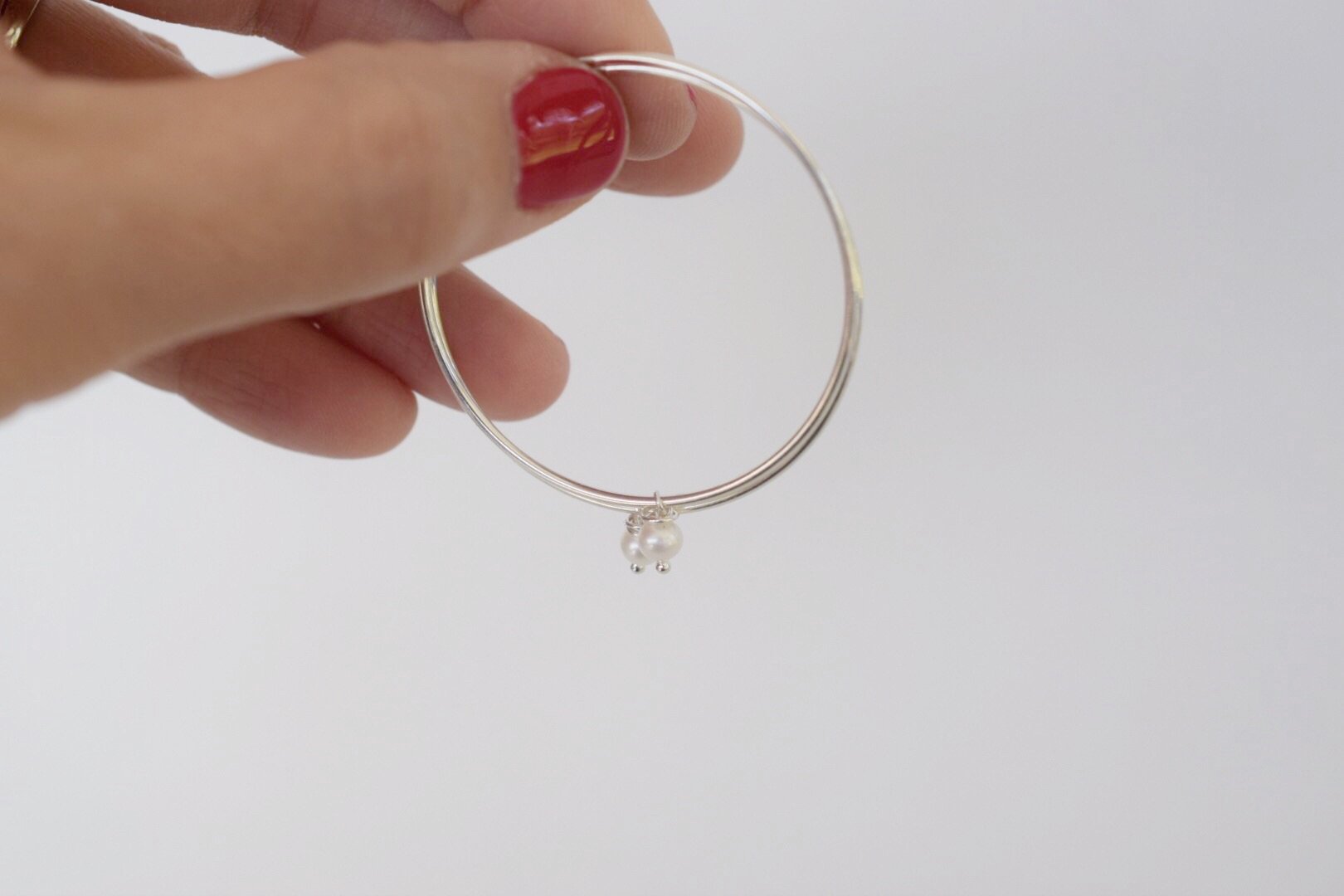 Dainty Sterling Silver Hoops - MILK VELVET PEARLS