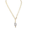 ONE - gold filled lariat necklace with Massive Baroque Pearl - MILK VELVET PEARLS