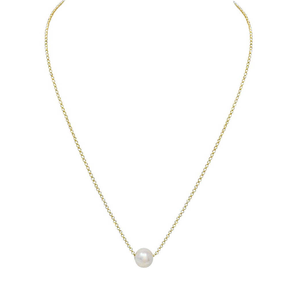 FLOW ~ gold filled necklace with sliding pearl - MILK VELVET PEARLS