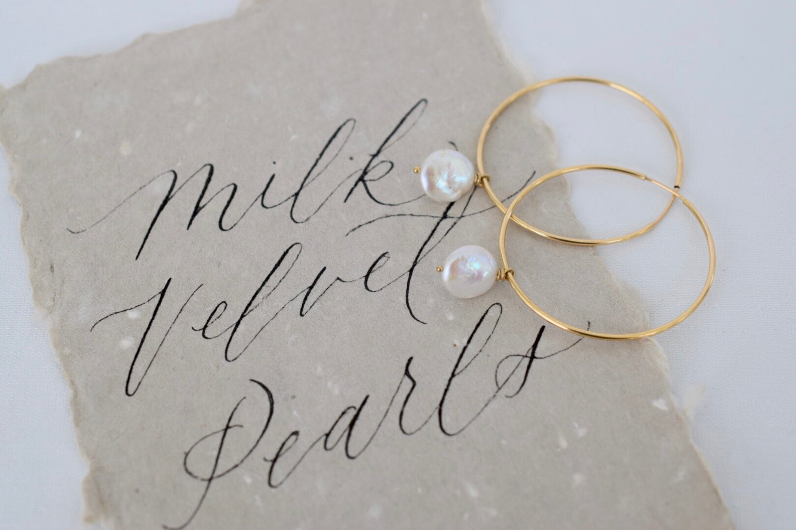 Dainty 14k GF Hoop Earrings with Coin Dangles - MILK VELVET PEARLS