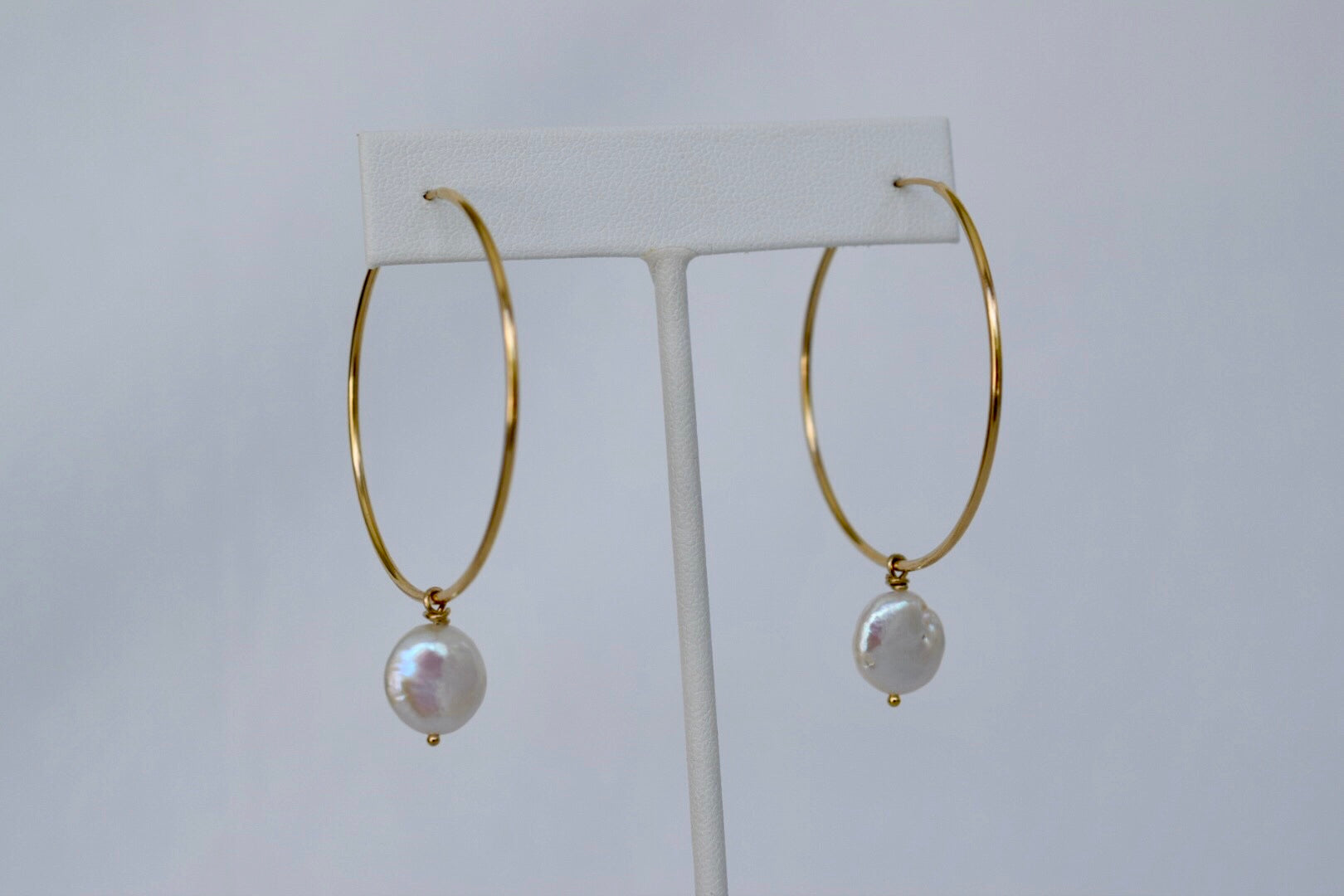 Dainty 14k GF Hoop Earrings with Coin Dangles - MILK VELVET PEARLS