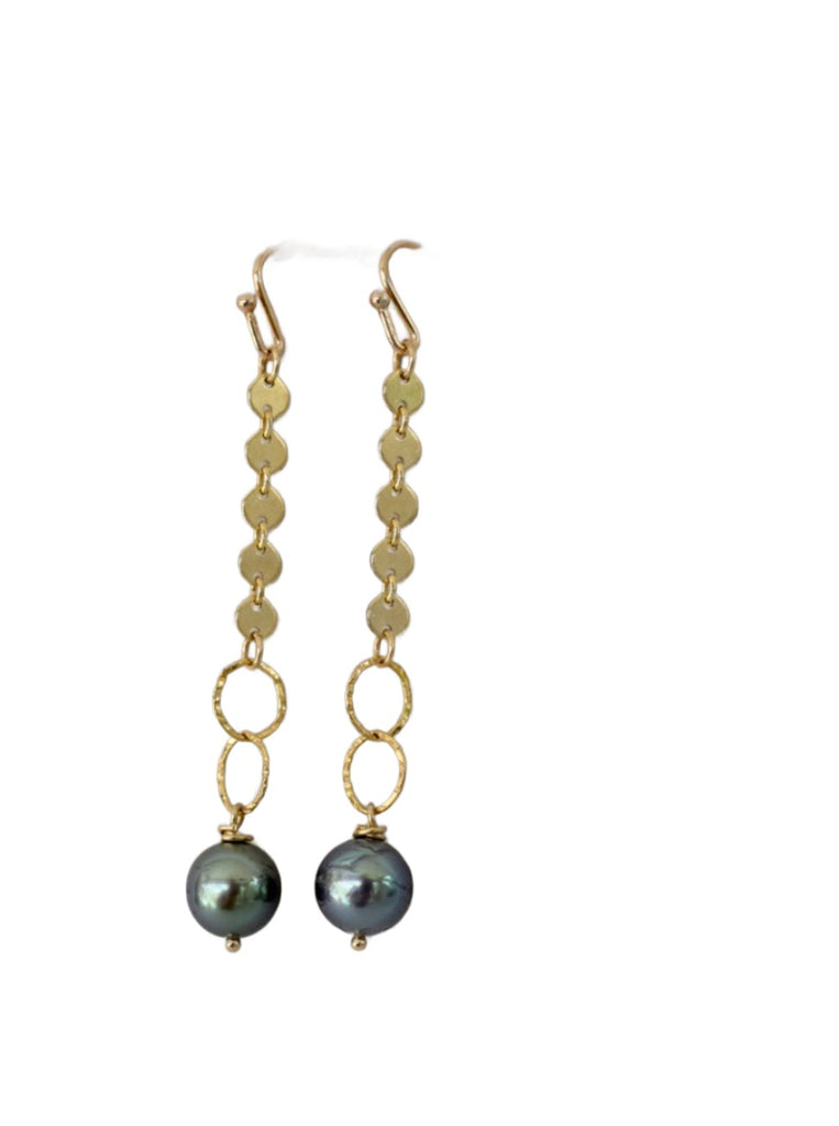 "Well Traveled" Tahitian Pearl Chain Dangles, Limited Edition - MILK VELVET PEARLS